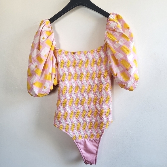 New Zara Poplin Floral Embroidery Barbie Pink Geo Print Bodysuit/Top NWT Small - Picture 15 of 17